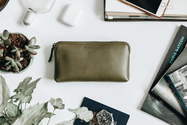 The Small Pouch | Green Leather Pouch | Albert Tusk Leather Goods Online