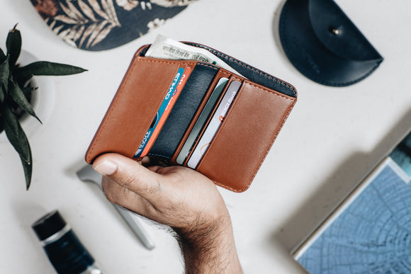 The Tall Bifold | Blue Leather Wallet | Albert Tusk Leather Goods Online