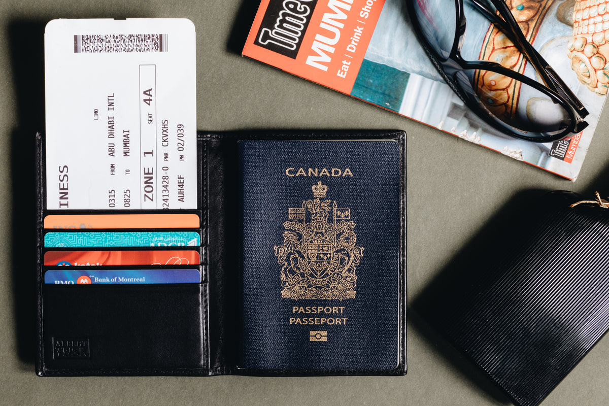 The Passport Holder | Black Leather Passport Holder | Albert Tusk Leather Goods Online