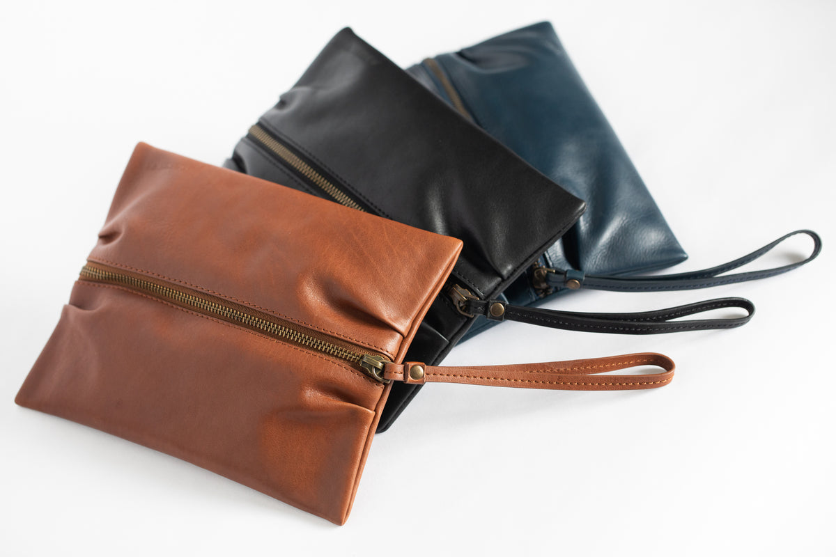 The Medium Flat-Pouch | Tan Leather Pouch | Albert Tusk Leather Goods Online