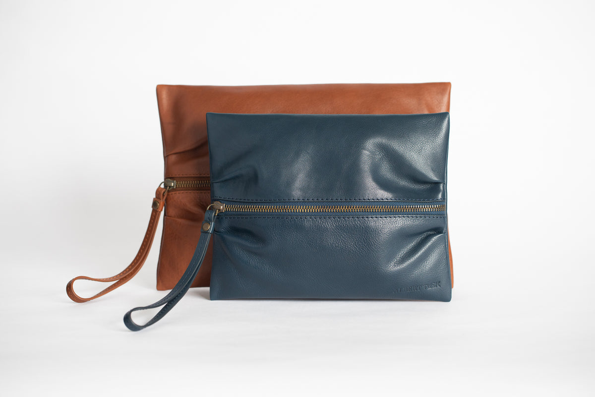 The Medium Flat-Pouch | Tan Leather Pouch | Albert Tusk Leather Goods Online