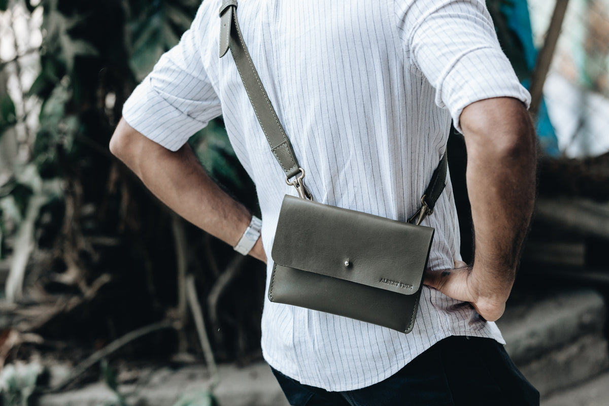 The Flip-Top Sling | The Founders Crossbody | Albert Tusk Leather Goods Online