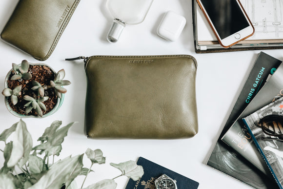 The Medium Pouch | Green Leather Pouch | Albert Tusk Leather Goods Online