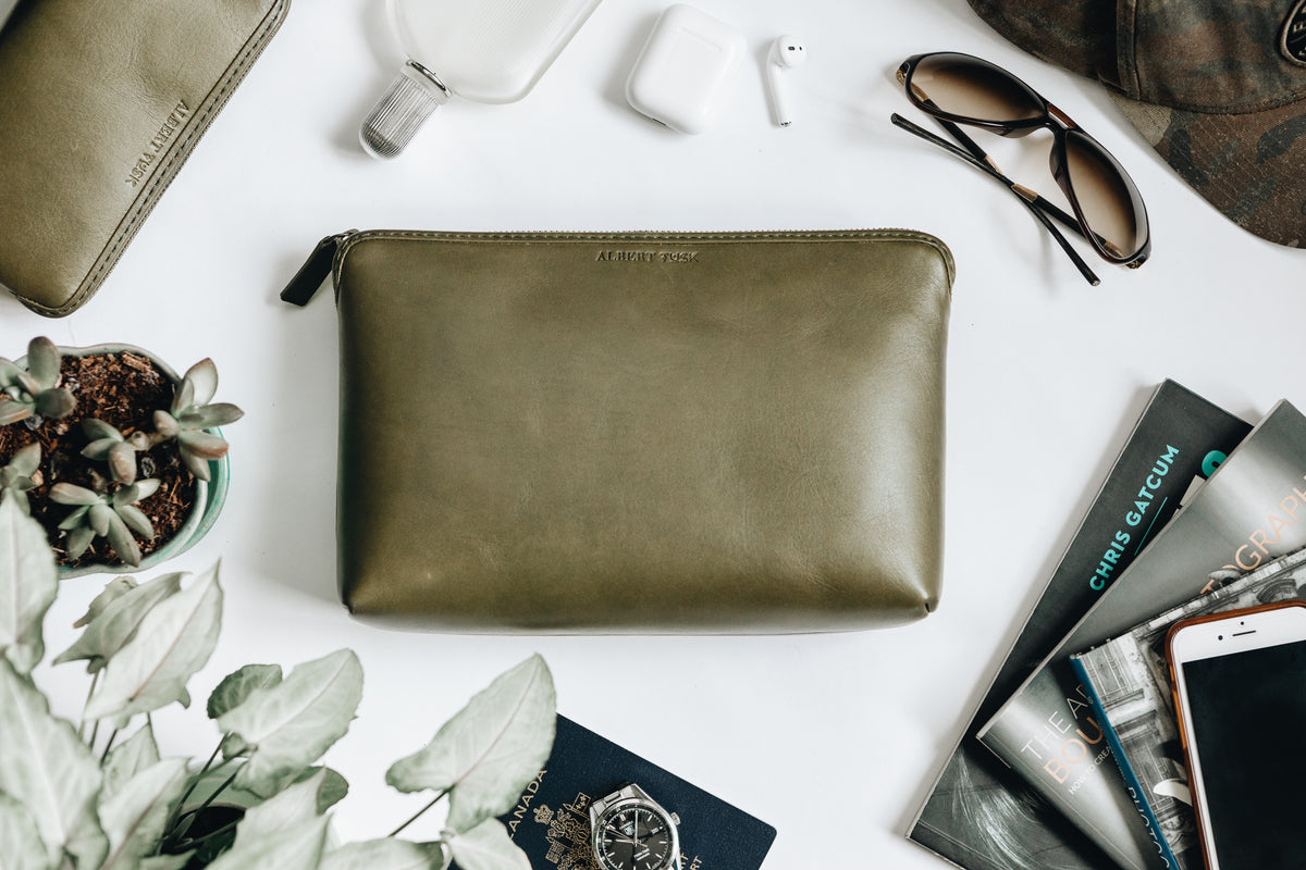 The Large Pouch | Green Leather Pouch | Albert Tusk Leather Goods Online