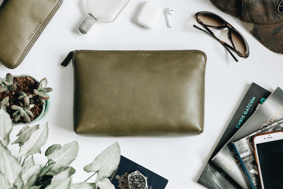 The Large Pouch | Green Leather Pouch | Albert Tusk Leather Goods Online