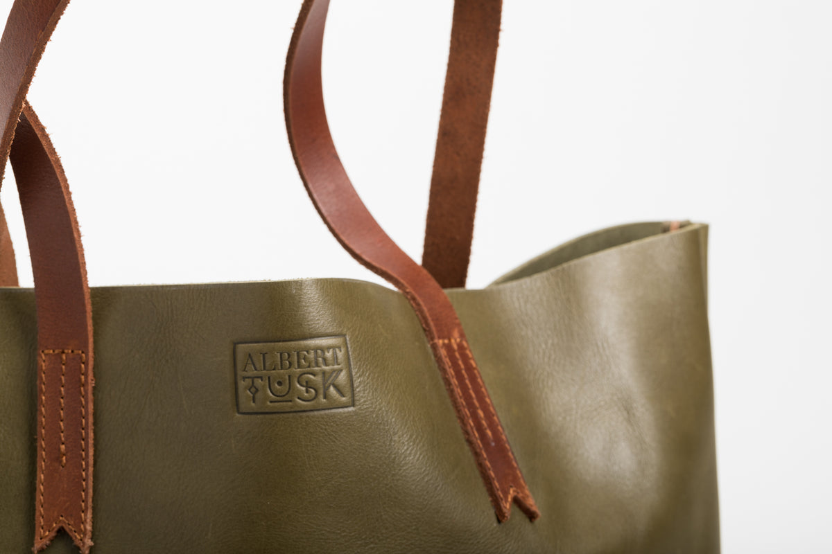 The Large Tote | Green Leather Tote Bag | Albert Tusk Leather Goods Online