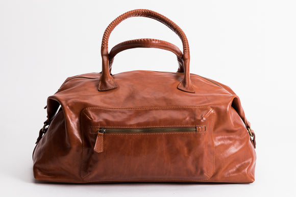 The Signature Duffle | Tan Leather Duffle Bag | Albert Tusk Leather Goods Online