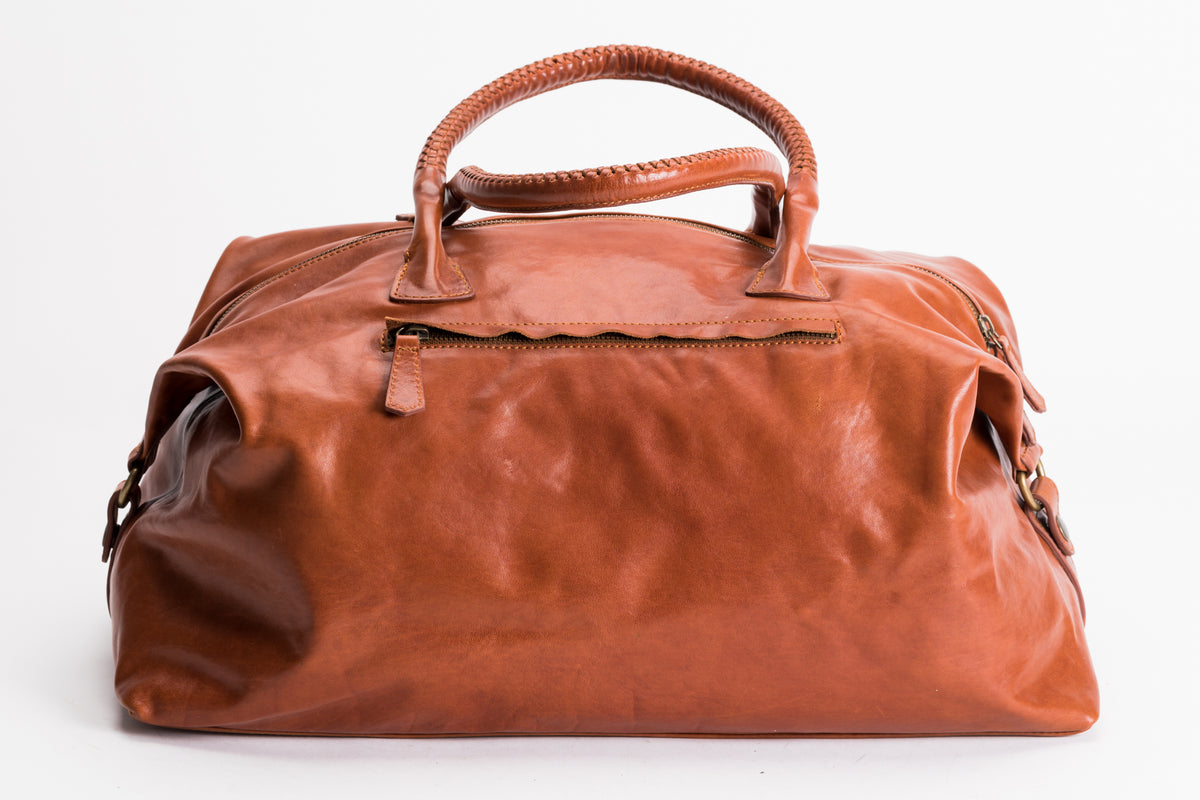 The Signature Duffle | Tan Leather Duffle Bag | Albert Tusk Leather Goods Online