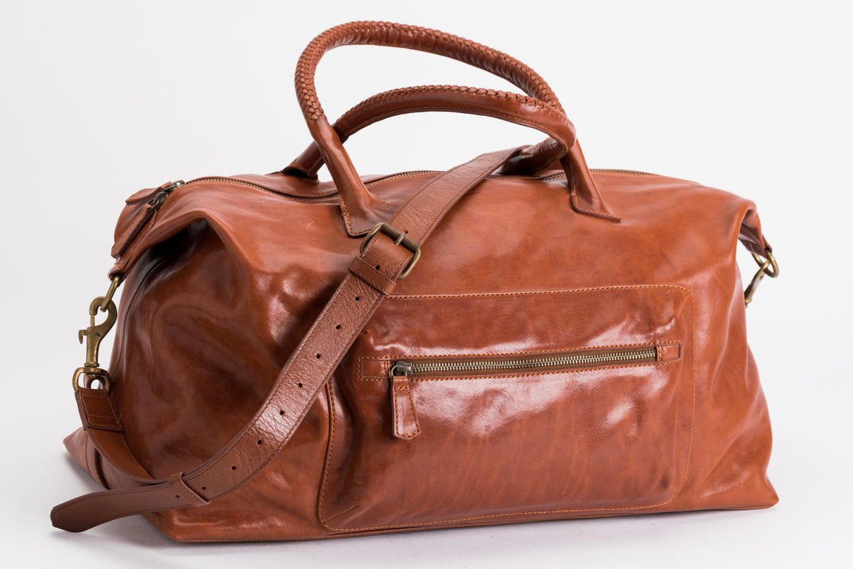 The Signature Duffle | Tan Leather Duffle Bag | Albert Tusk Leather Goods Online