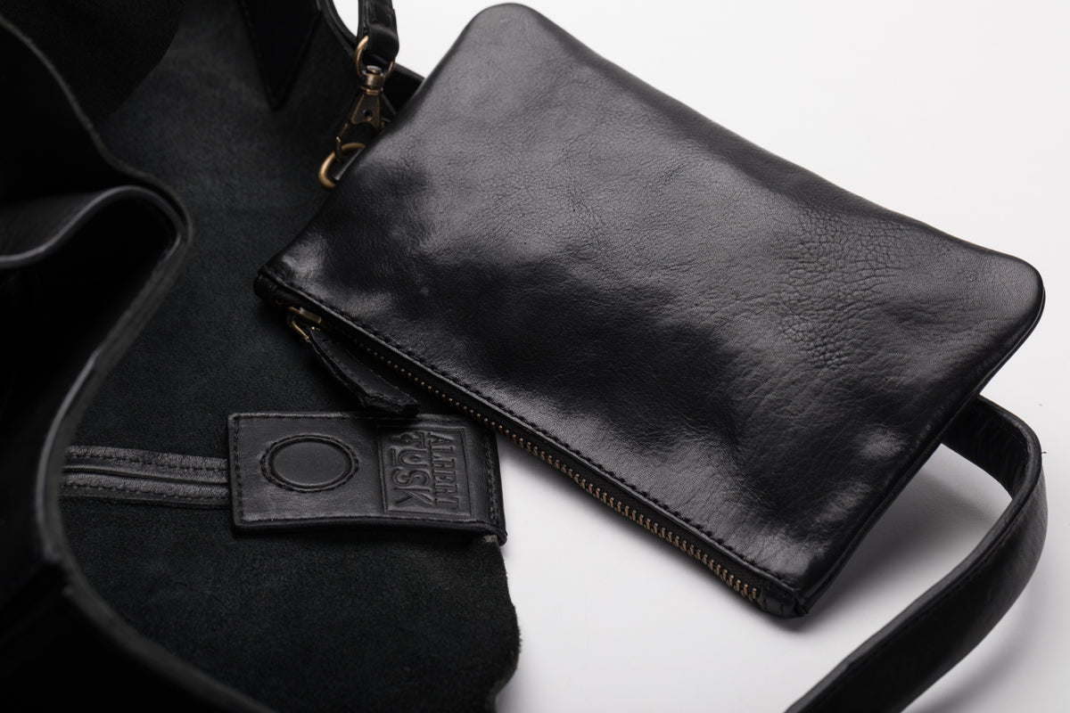 The Oversized Tote | Oversized Black Leather Tote | Albert Tusk Leather Goods Online