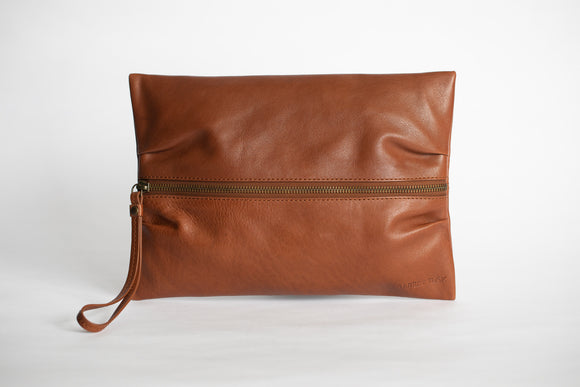 The Large Flat-Pouch | Tan Leather Pouch | Albert Tusk Leather Goods Online