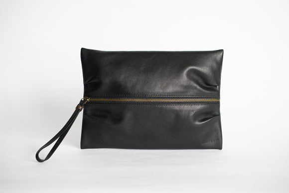 The Large Flat-Pouch | Blue Leather Pouch | Albert Tusk Leather Goods Online