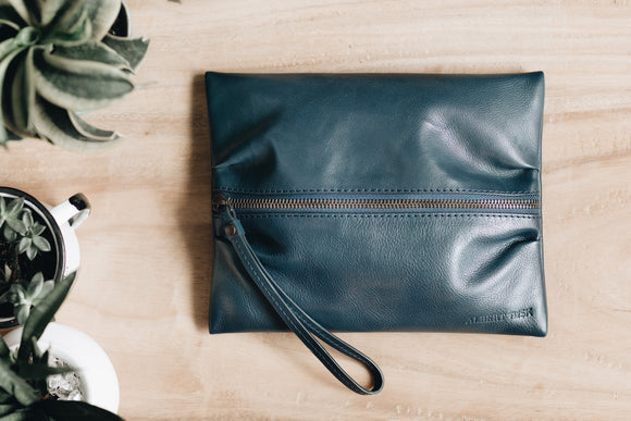 The Medium Flat-Pouch | Tan Leather Pouch | Albert Tusk Leather Goods Online