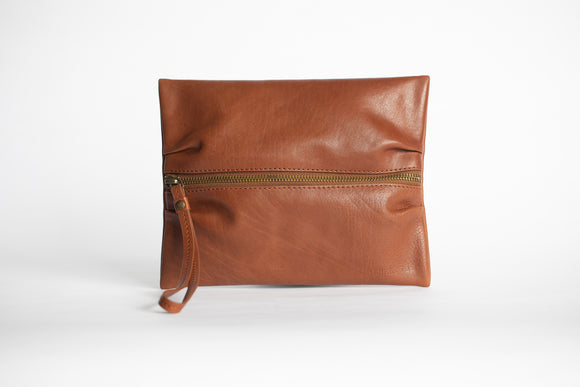 The Medium Flat-Pouch | Tan Leather Pouch | Albert Tusk Leather Goods Online