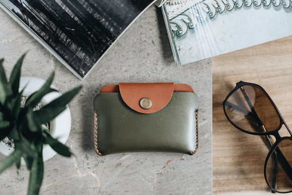 The Signature Snap-On | Blue Leather Wallet | Albert Tusk Leather Goods Online