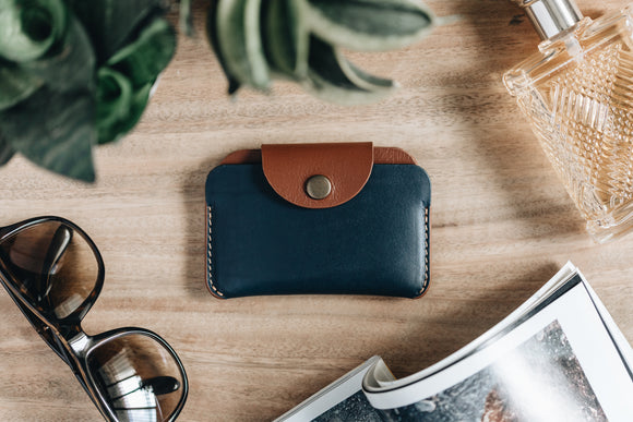 The Signature Snap-On | Blue Leather Wallet | Albert Tusk Leather Goods Online