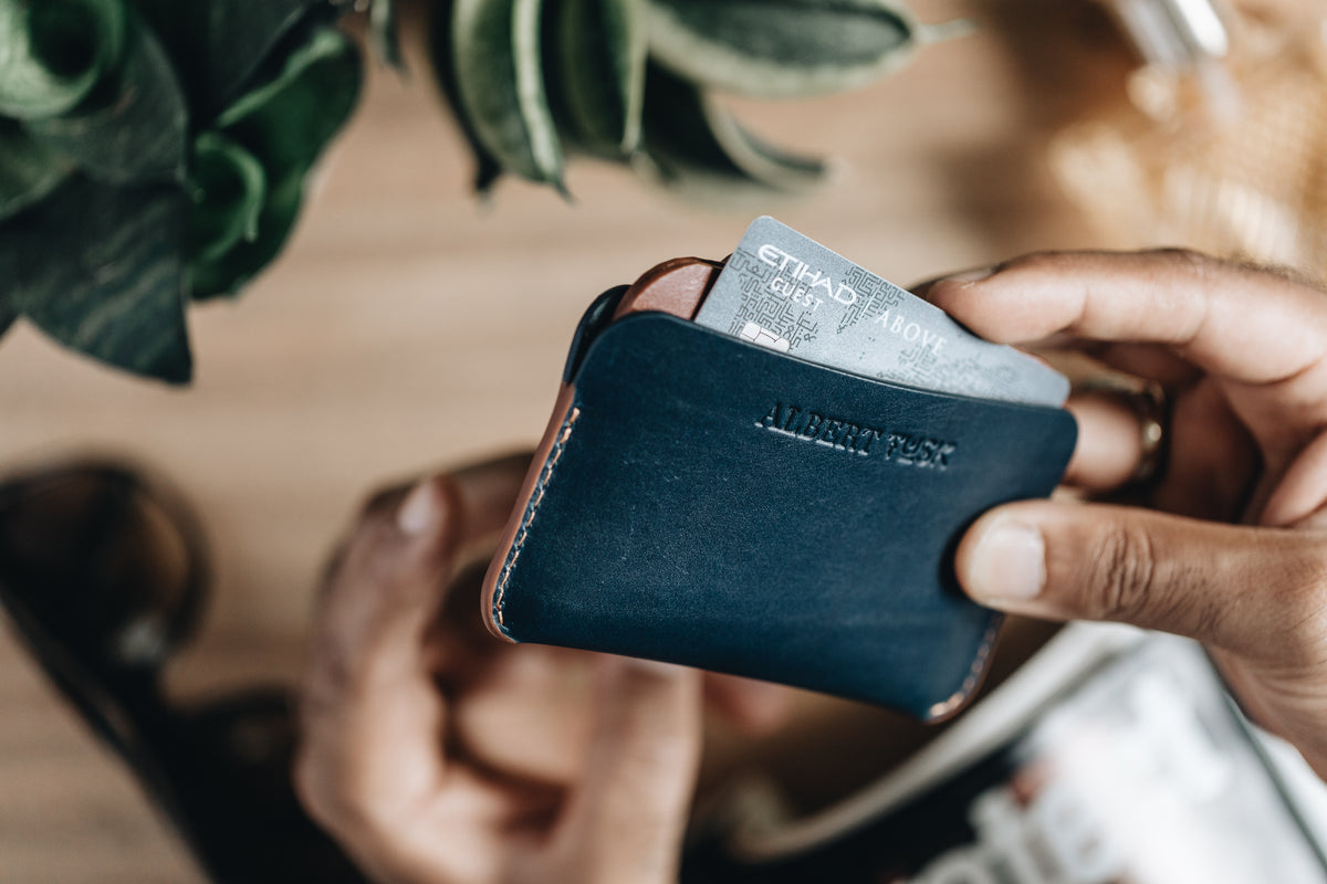 The Signature Snap-On | Blue Leather Wallet | Albert Tusk Leather Goods Online