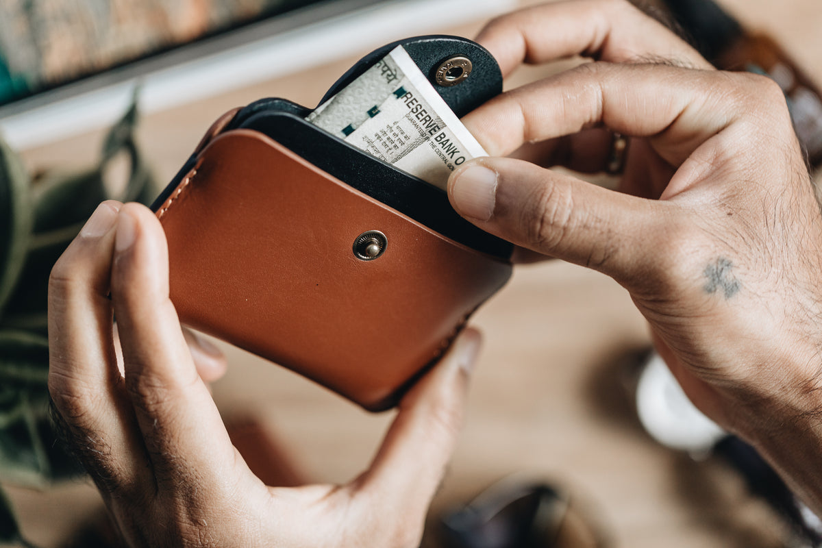 The Signature Snap-On | Blue Leather Wallet | Albert Tusk Leather Goods Online