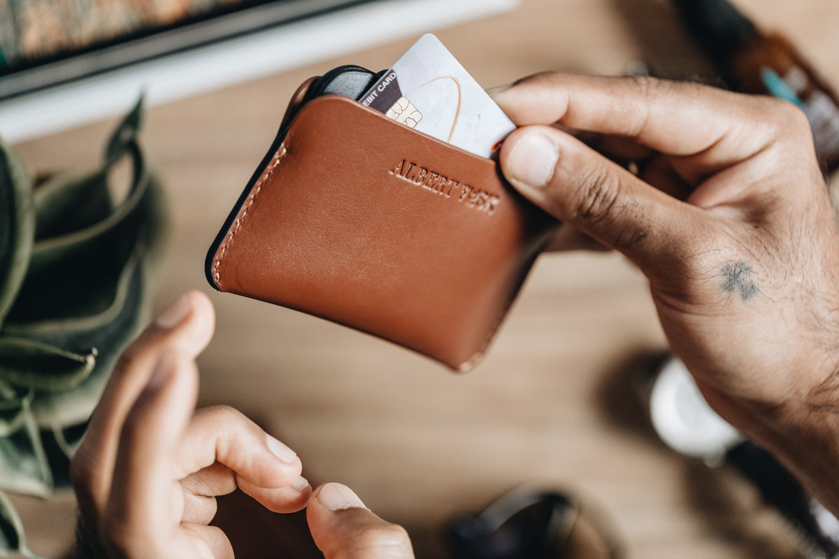 The Signature Snap-On | Blue Leather Wallet | Albert Tusk Leather Goods Online