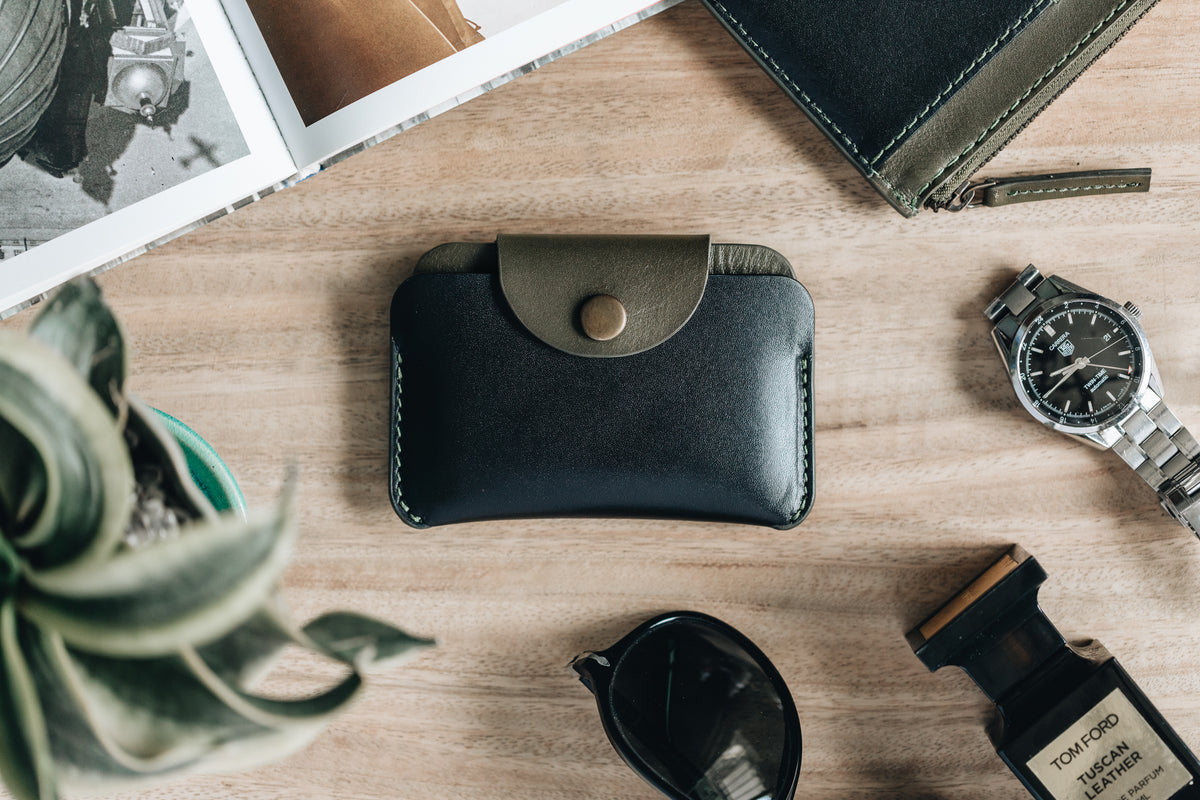 The Signature Snap-On | Blue Leather Wallet | Albert Tusk Leather Goods Online