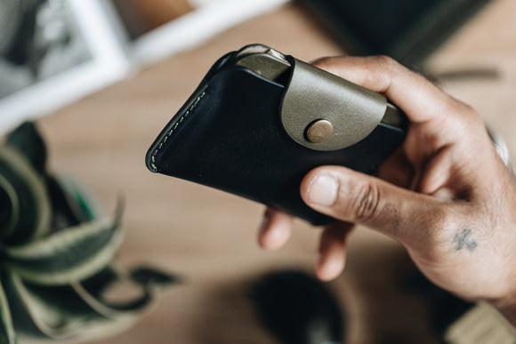 The Signature Snap-On | Blue Leather Wallet | Albert Tusk Leather Goods Online