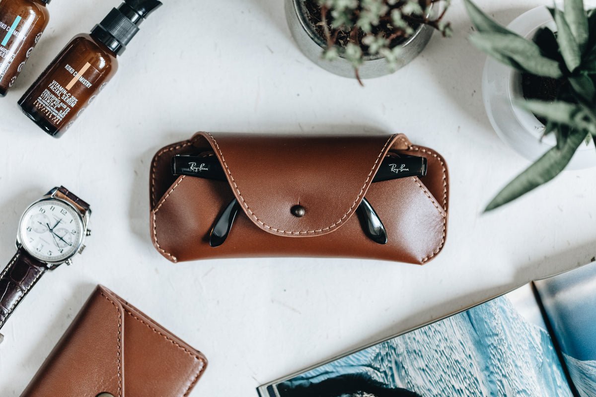 The Sunglass Sleeve | Tan Leather Pouch | Albert Tusk Leather Goods Online