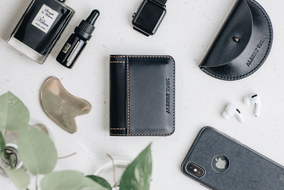 The Tall Bifold | Black Leather Wallet | Albert Tusk Leather Goods Online
