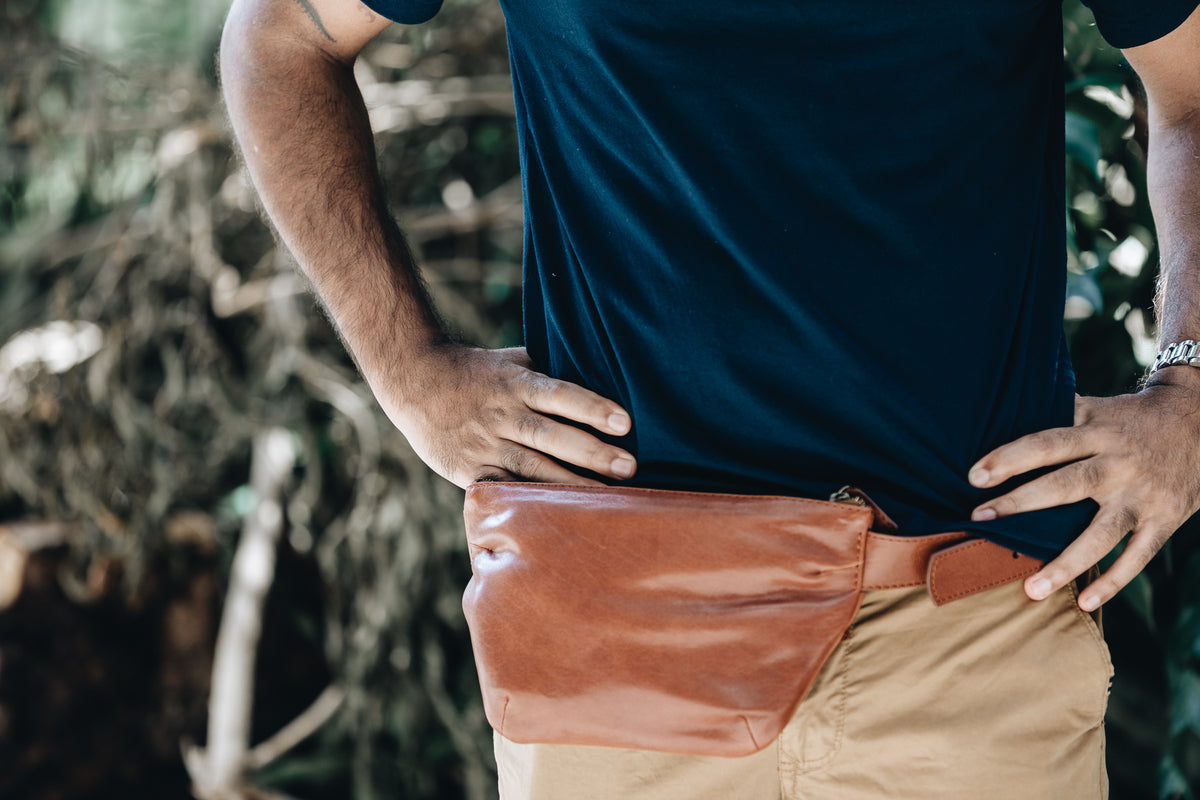 The Waist Bag | Tan Waist Pouch / Pack / Bag | Albert Tusk Leather Goods Online