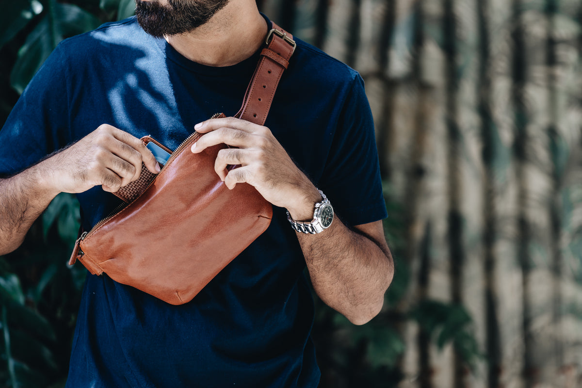 The Waist Bag | Tan Waist Pouch / Pack / Bag | Albert Tusk Leather Goods Online