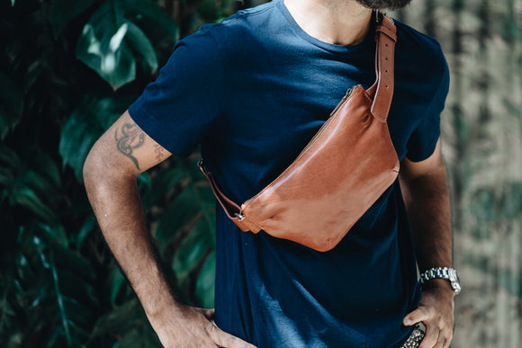 The Waist Bag | Tan Waist Pouch / Pack / Bag | Albert Tusk Leather Goods Online