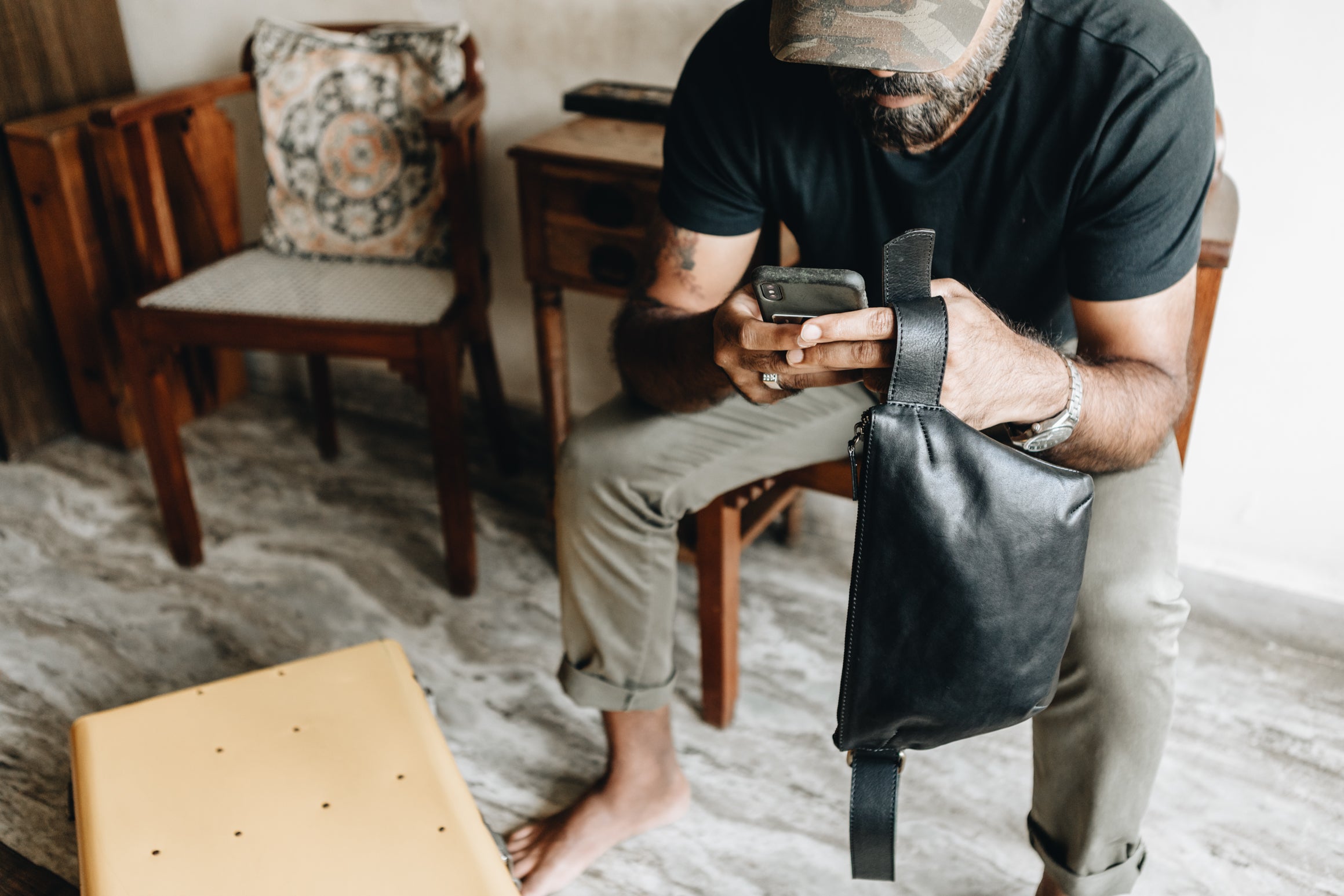 The Waist Bag | Black Waist Pouch / Pack / Bag | Albert Tusk Leather Goods Online