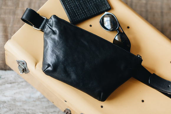The Waist Bag | Black Waist Pouch / Pack / Bag | Albert Tusk Leather Goods Online