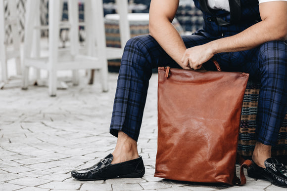 The Commuters Backpack | Tan Leather Backpack | Albert Tusk Leather Goods Online