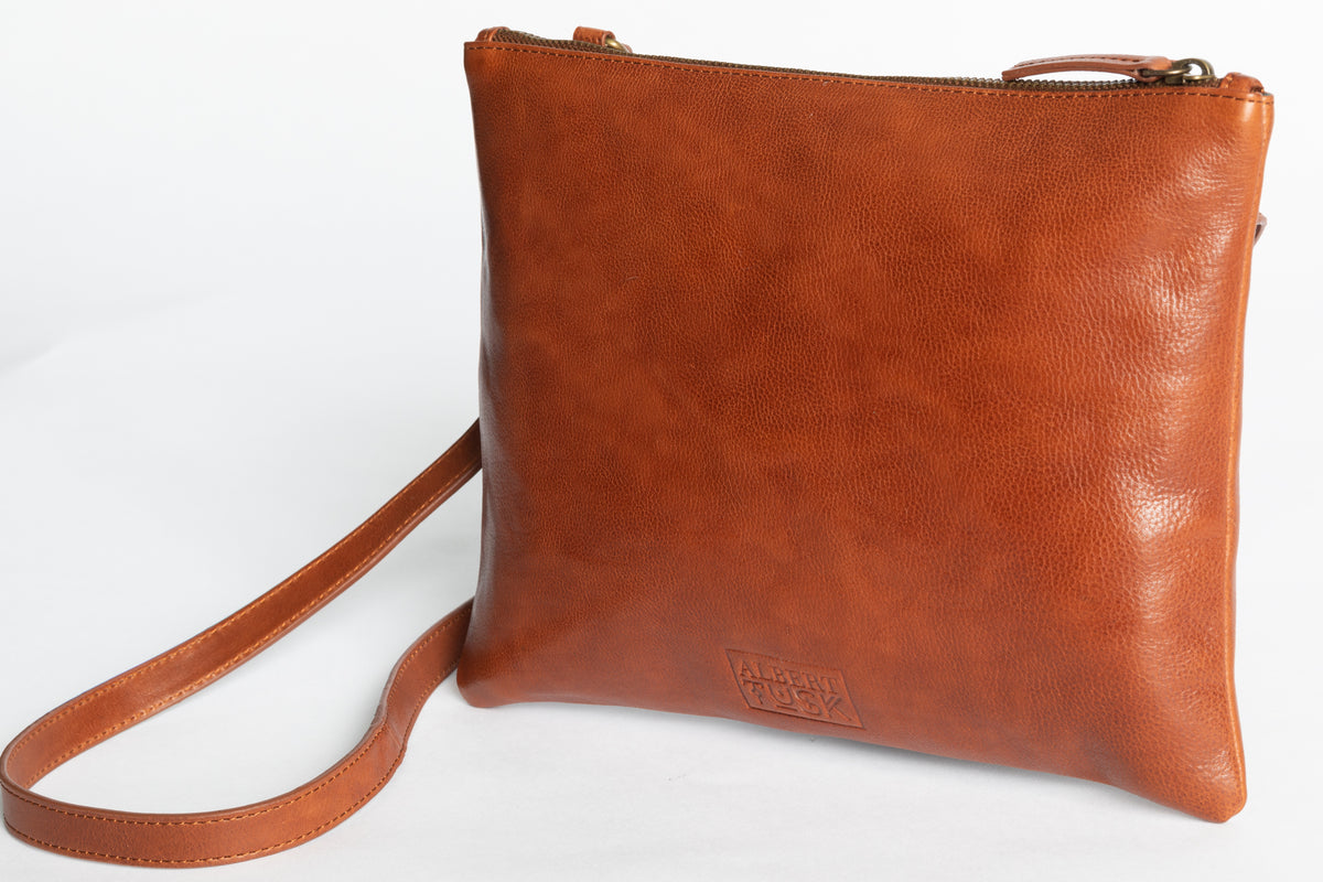 The Crossbody Clutch | Tan Crossbody Clutch | Albert Tusk Leather Goods Online