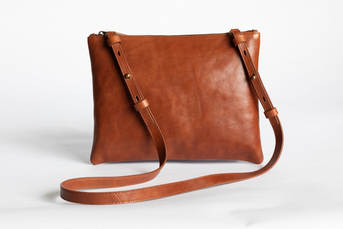 The Crossbody Clutch | Tan Crossbody Clutch | Albert Tusk Leather Goods Online