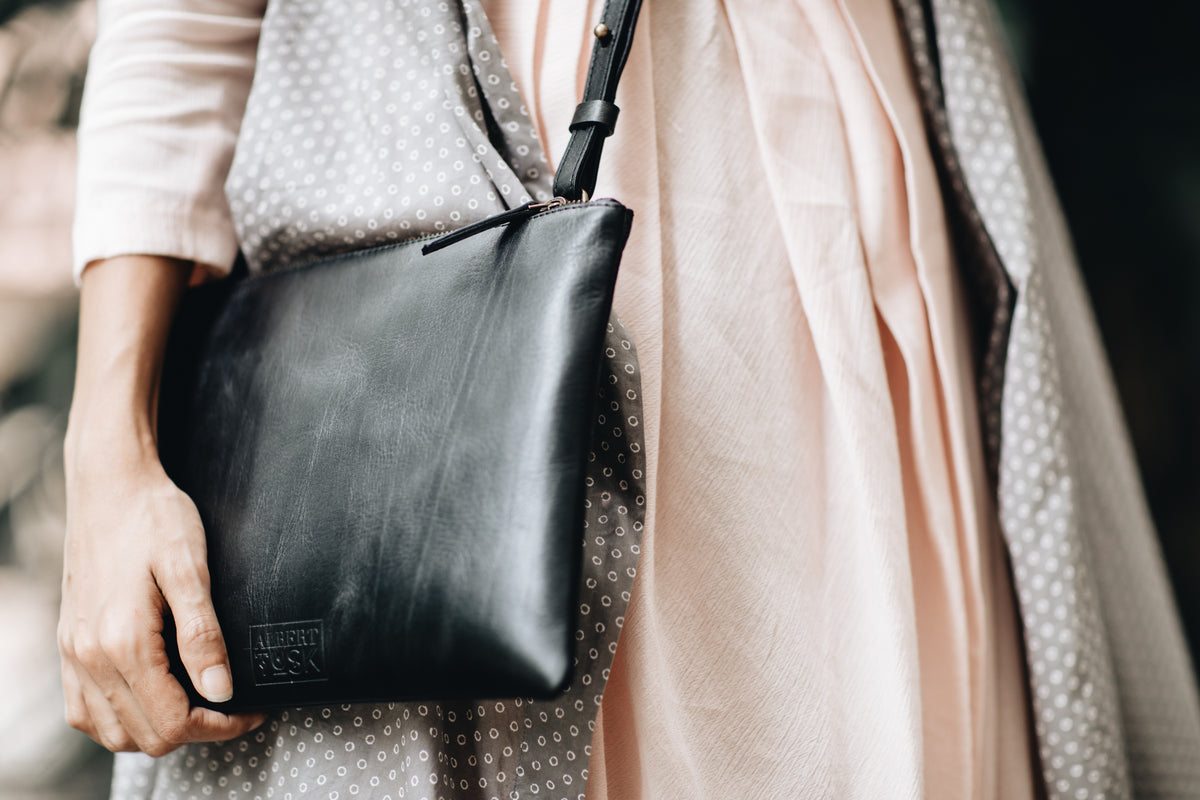 The Crossbody Clutch | Black Crossbody Clutch | Albert Tusk Leather Goods Online