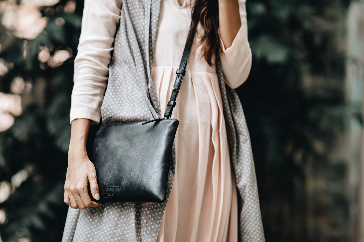 The Crossbody Clutch | Black Crossbody Clutch | Albert Tusk Leather Goods Online