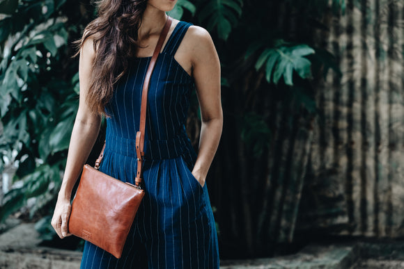 The Crossbody Clutch | Tan Crossbody Clutch | Albert Tusk Leather Goods Online