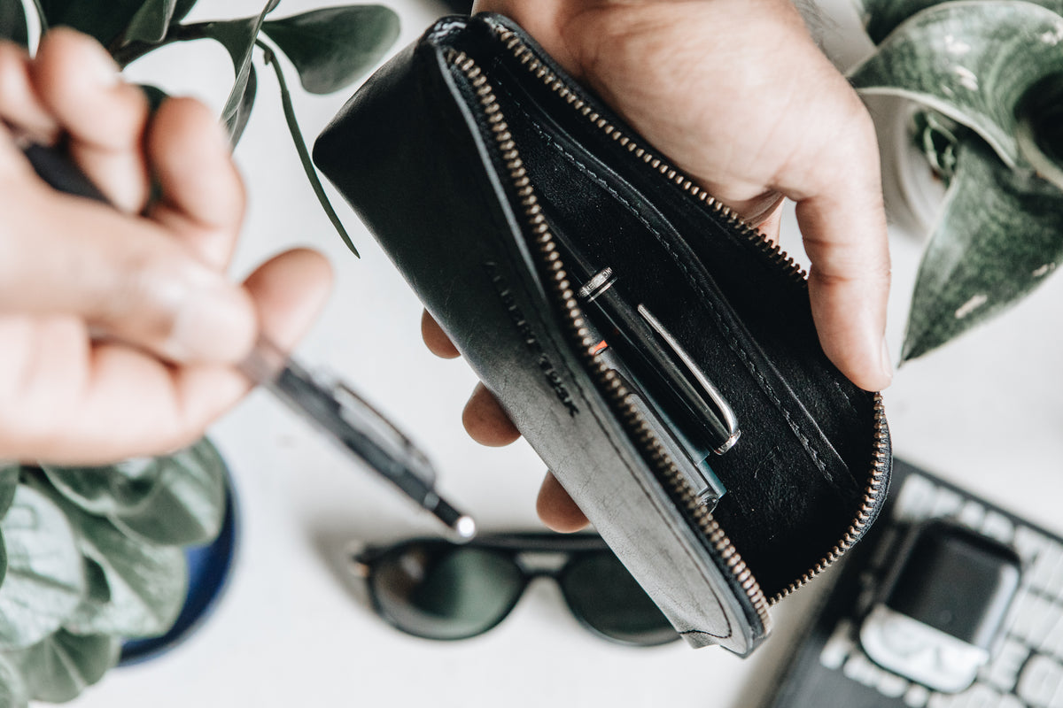 The Daily Pouch | Black Leather Pouch | Albert Tusk Leather Goods Online
