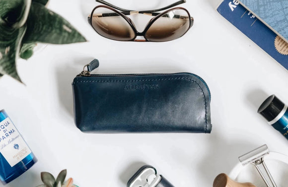 The Daily Pouch | Blue Leather Pouch | Albert Tusk Leather Goods Online
