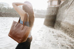 The Daily Zip-Tote | Tan Leather Tote Bag | Albert Tusk Leather Goods Online