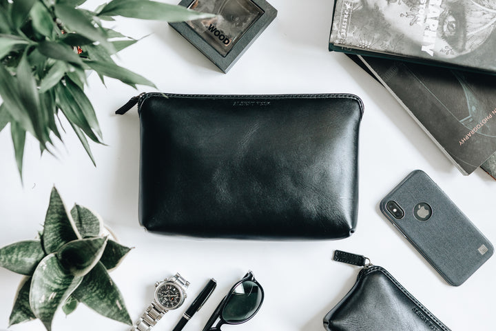 The Large Pouch | Black Leather Pouch | Albert Tusk Leather Goods Online