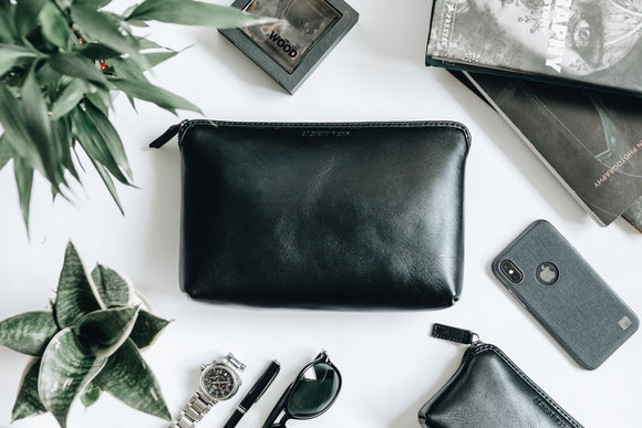 The Large Pouch | Black Leather Pouch | Albert Tusk Leather Goods Online