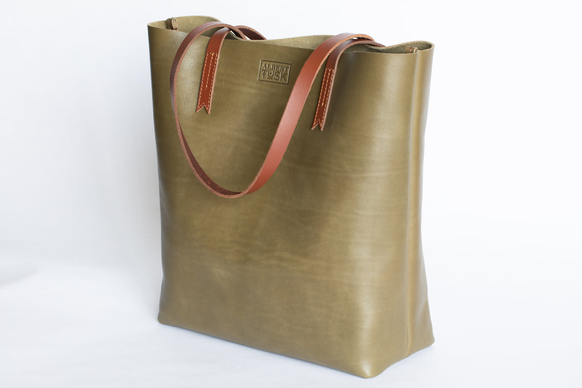 The Large Tote | Green Leather Tote Bag | Albert Tusk Leather Goods Online