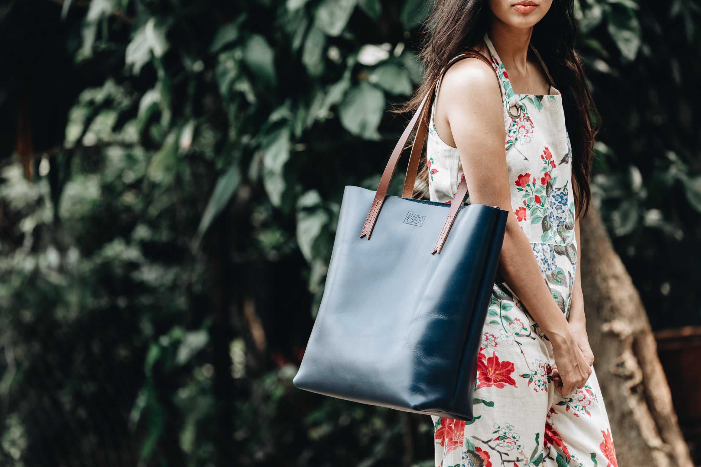 The Large Tote | Blue Leather Tote Bag | Albert Tusk Leather Goods Online