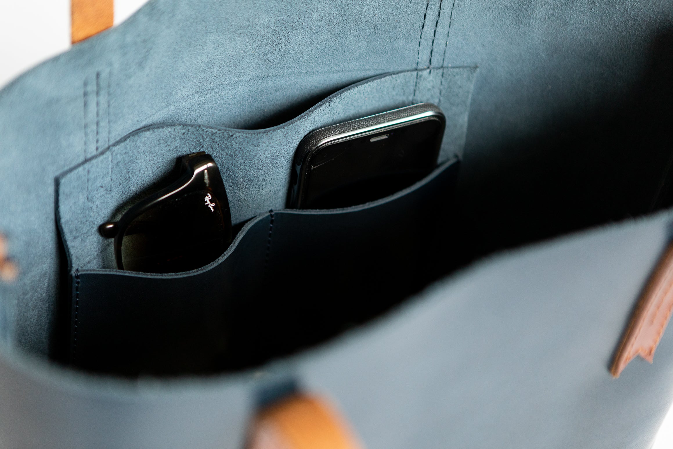 The Large Tote | Blue Leather Tote Bag | Albert Tusk Leather Goods Online