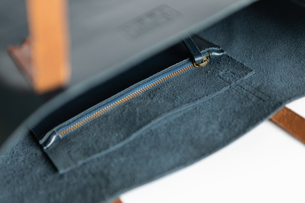 The Large Tote | Blue Leather Tote Bag | Albert Tusk Leather Goods Online