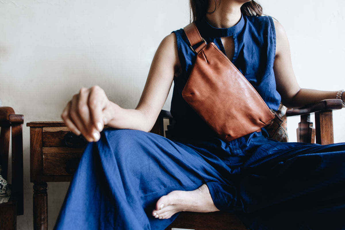 The Waist Bag | Tan Waist Pouch / Pack / Bag | Albert Tusk Leather Goods Online