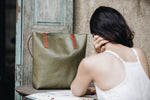 The Medium Tote | Green Leather Tote Bag | Albert Tusk Leather Goods Online
