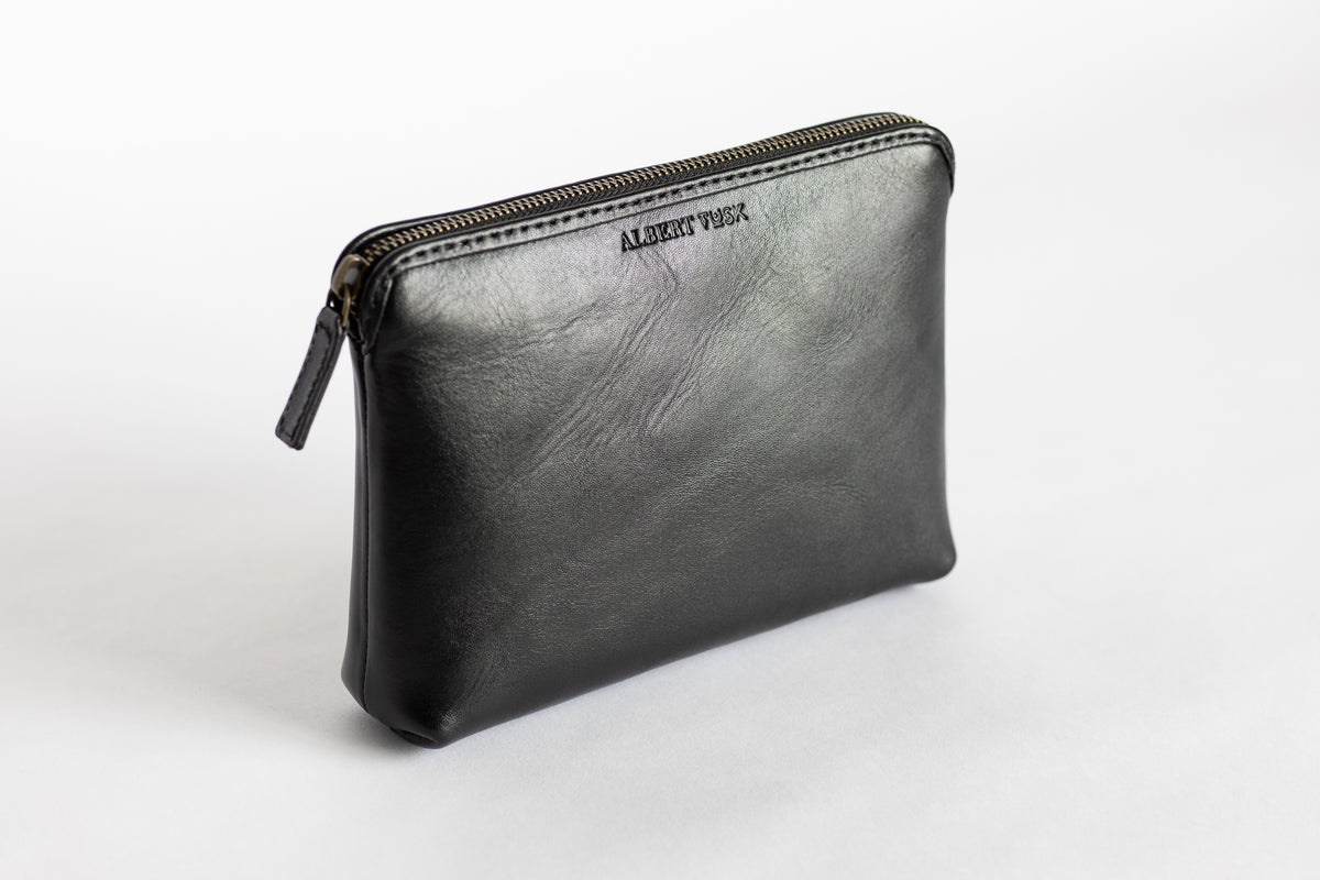 The Medium Pouch | Black Leather Pouch | Albert Tusk Leather Goods Online